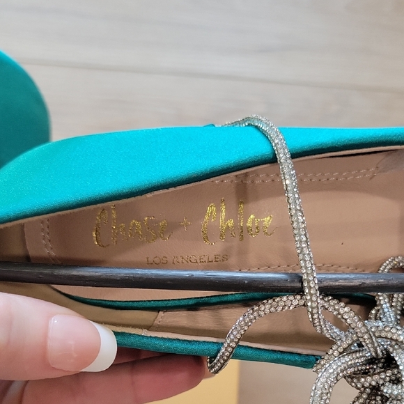 Chase + Chloe Turquoise Heels with Silver Accents - Picture 9 of 13